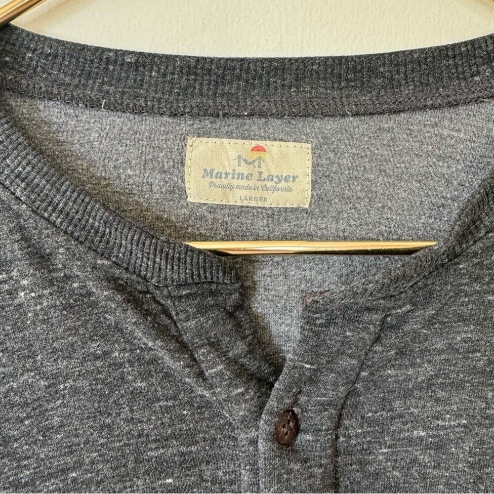 Marine Layer Charcoal Gray Double Layer Henley L - Picture 8 of 9